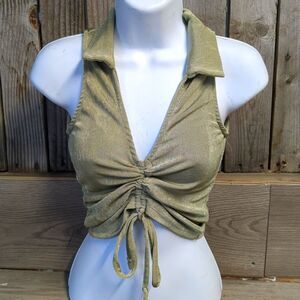 L.I.F.E. Sleeveless Cinch Crop Top Blouse Women's Size Small Adjustable
